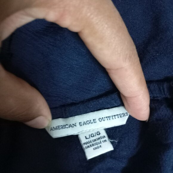 American Eagle Outfitters Lace Detail Navy Blue Halter Romper Shorts Size L Wome - Picture 2 of 10